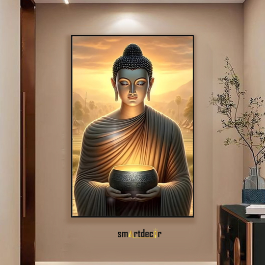 TRANH PHẬT GIÁO-ĐỨC PHẬT CẦM BÌNH BÁT TP0006